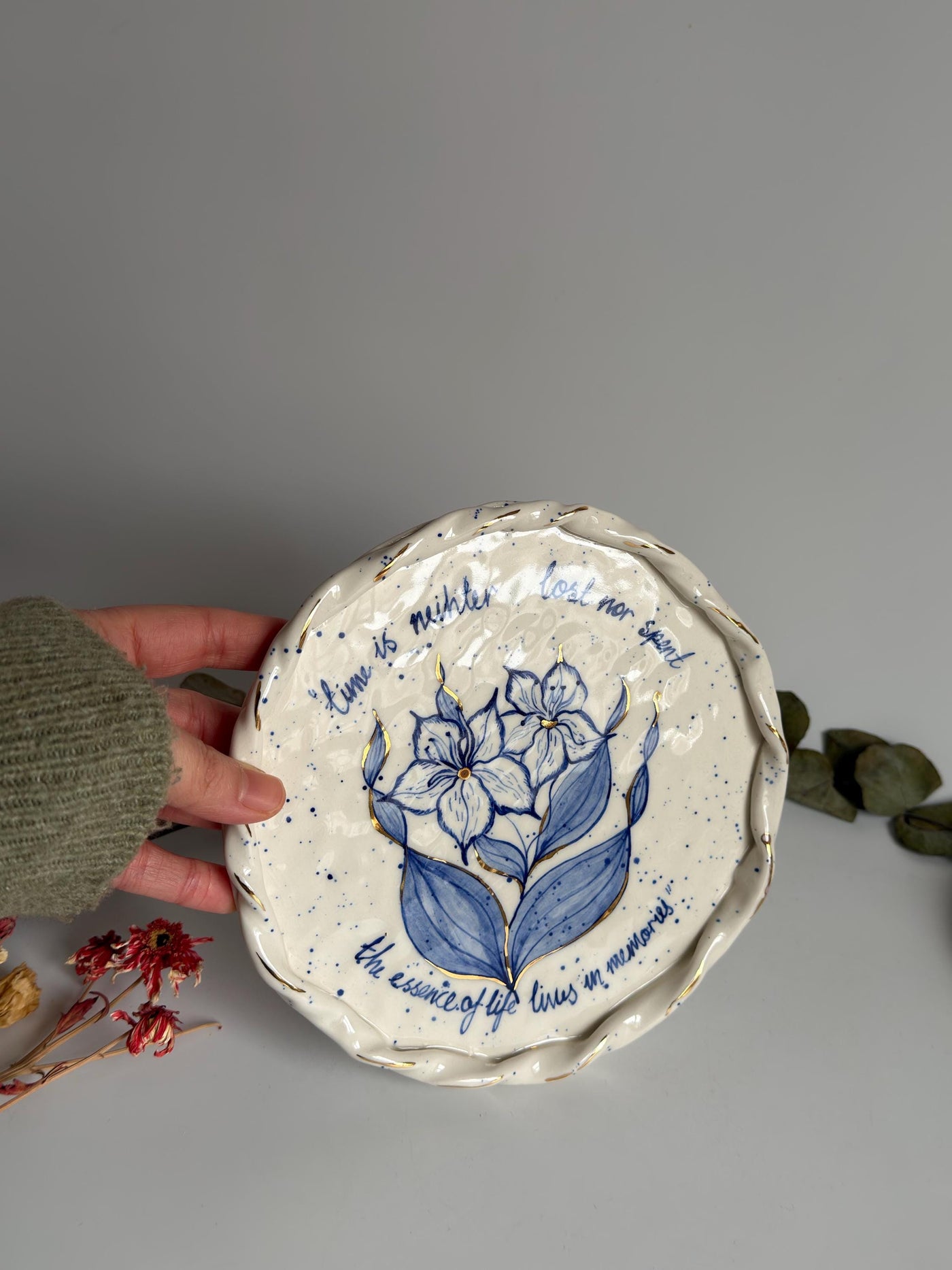 Blue Lilies Wall Plate