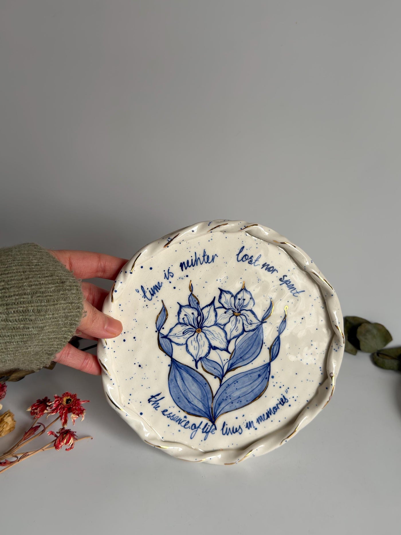 Blue Lilies Wall Plate