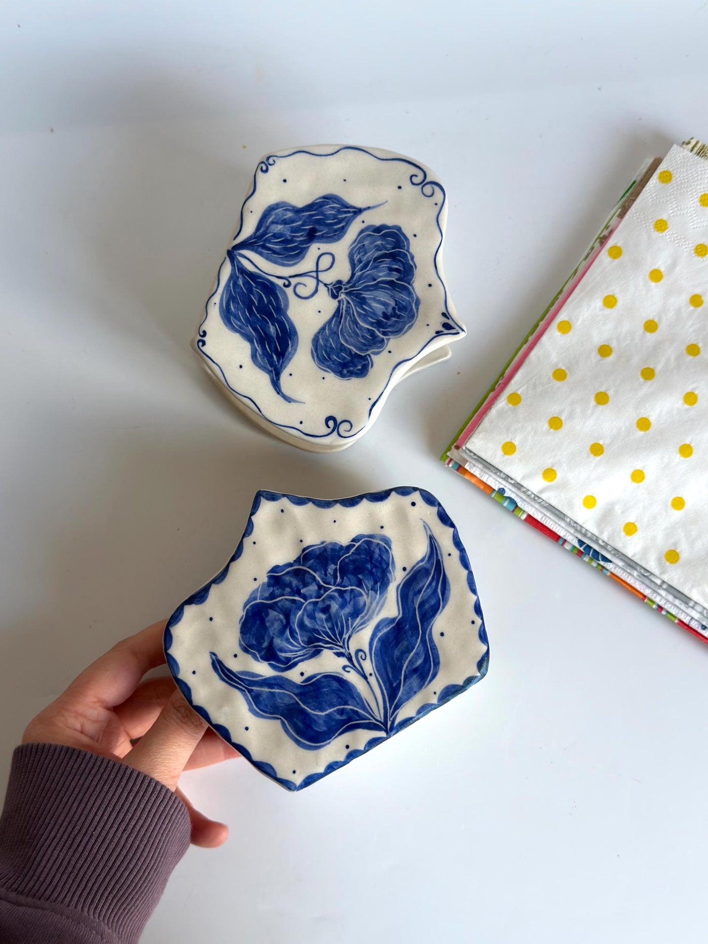 Blue Floral Napkin Holder