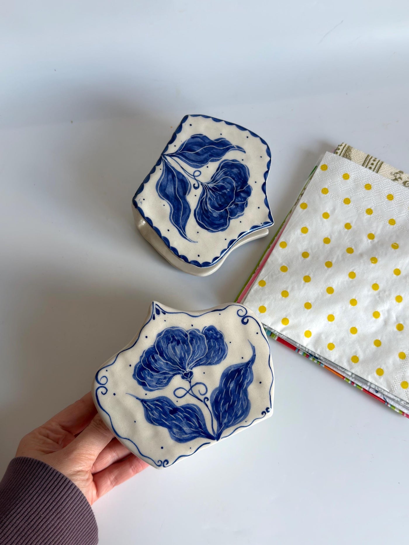 Blue Floral Napkin Holder