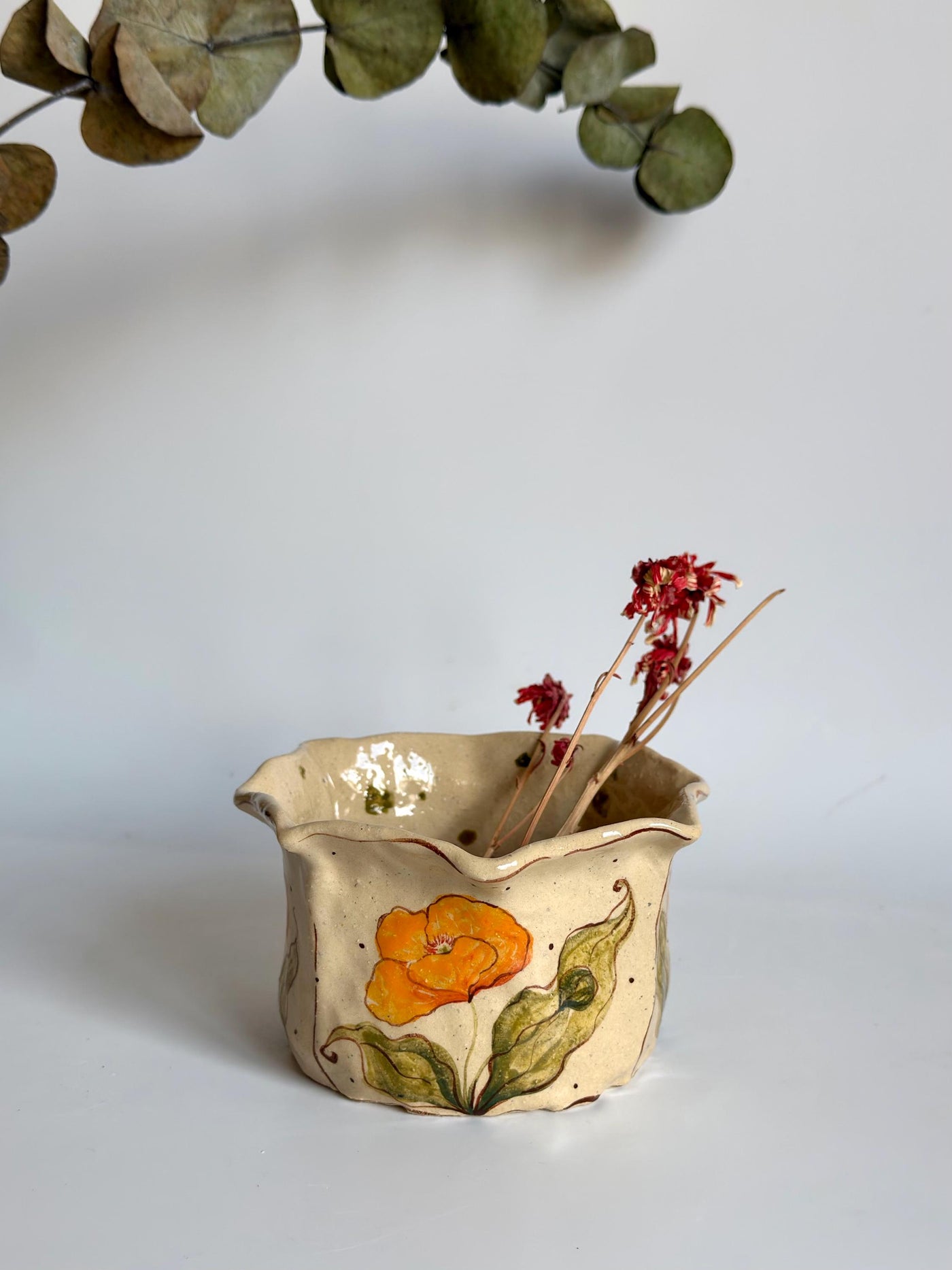California Poppy Floral Illustration Cup