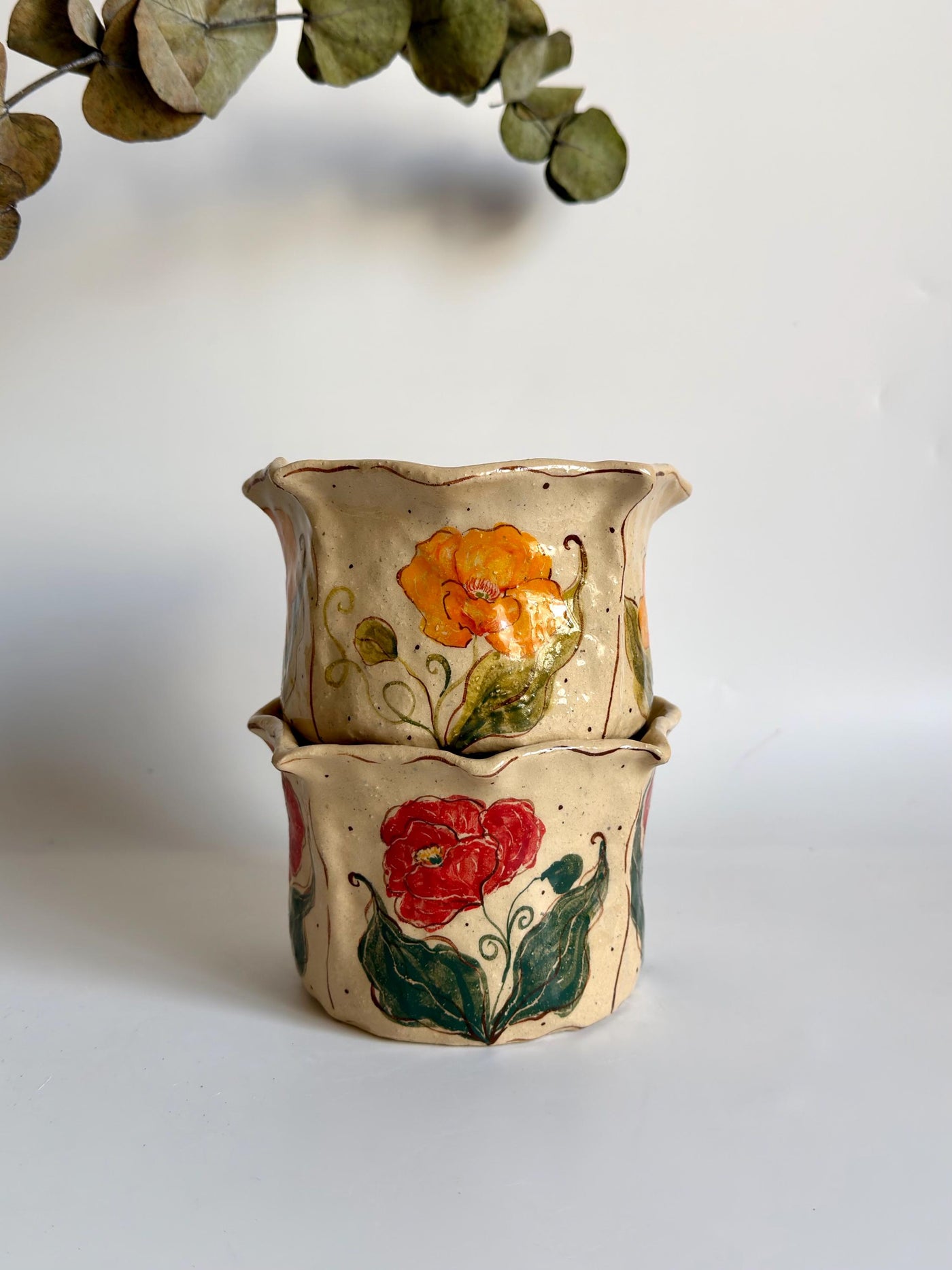 California Poppy Floral Illustration Cup