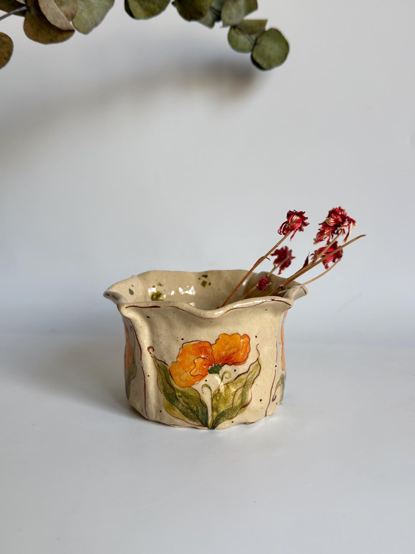 California Poppy Floral Illustration Cup