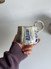Rustic Blue Floral Hexagon Mug