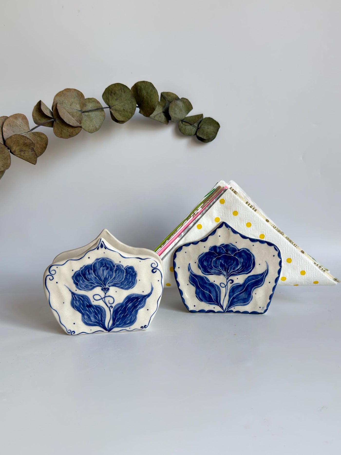Blue Floral Napkin Holder