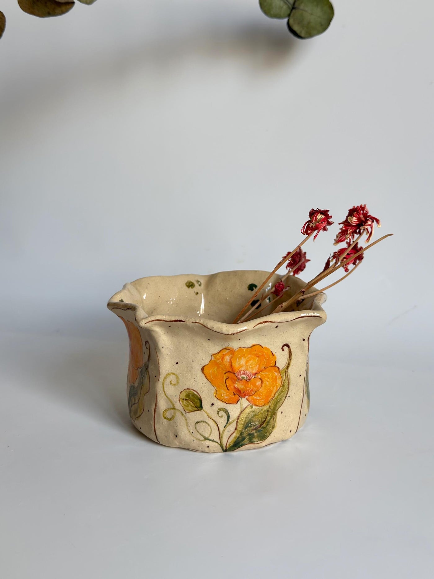 California Poppy Floral Illustration Cup