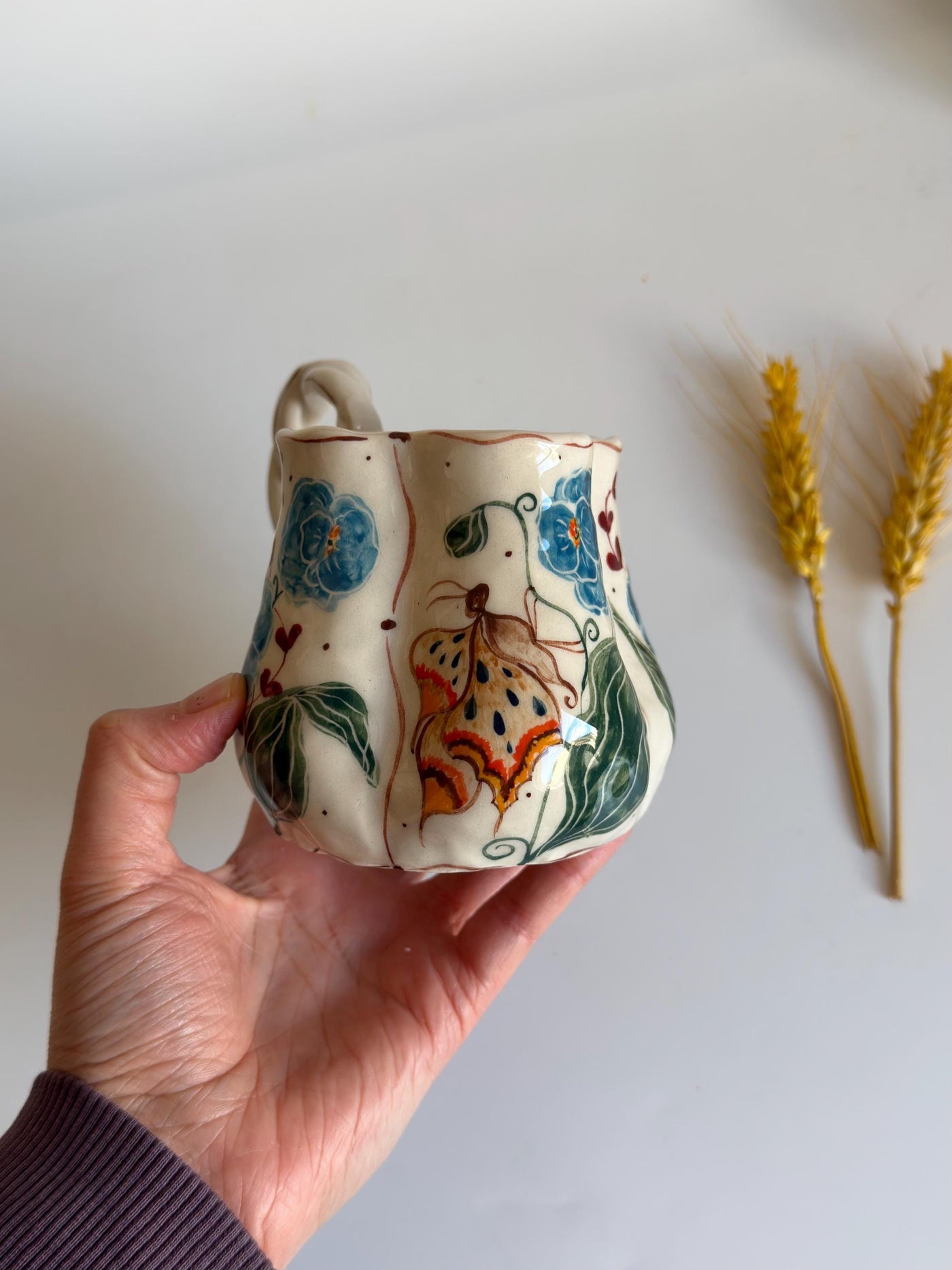 Himalayan Poppies and Butterfly Mug