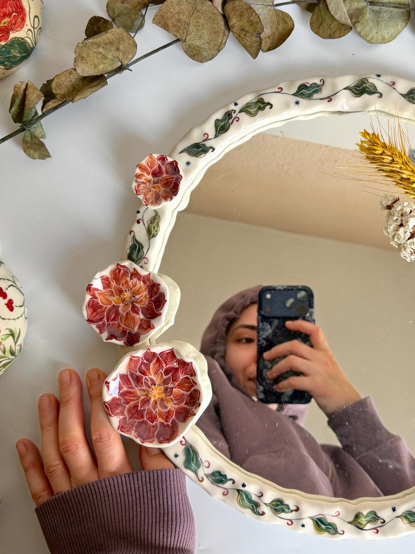 Floral Detail Frame Mirror