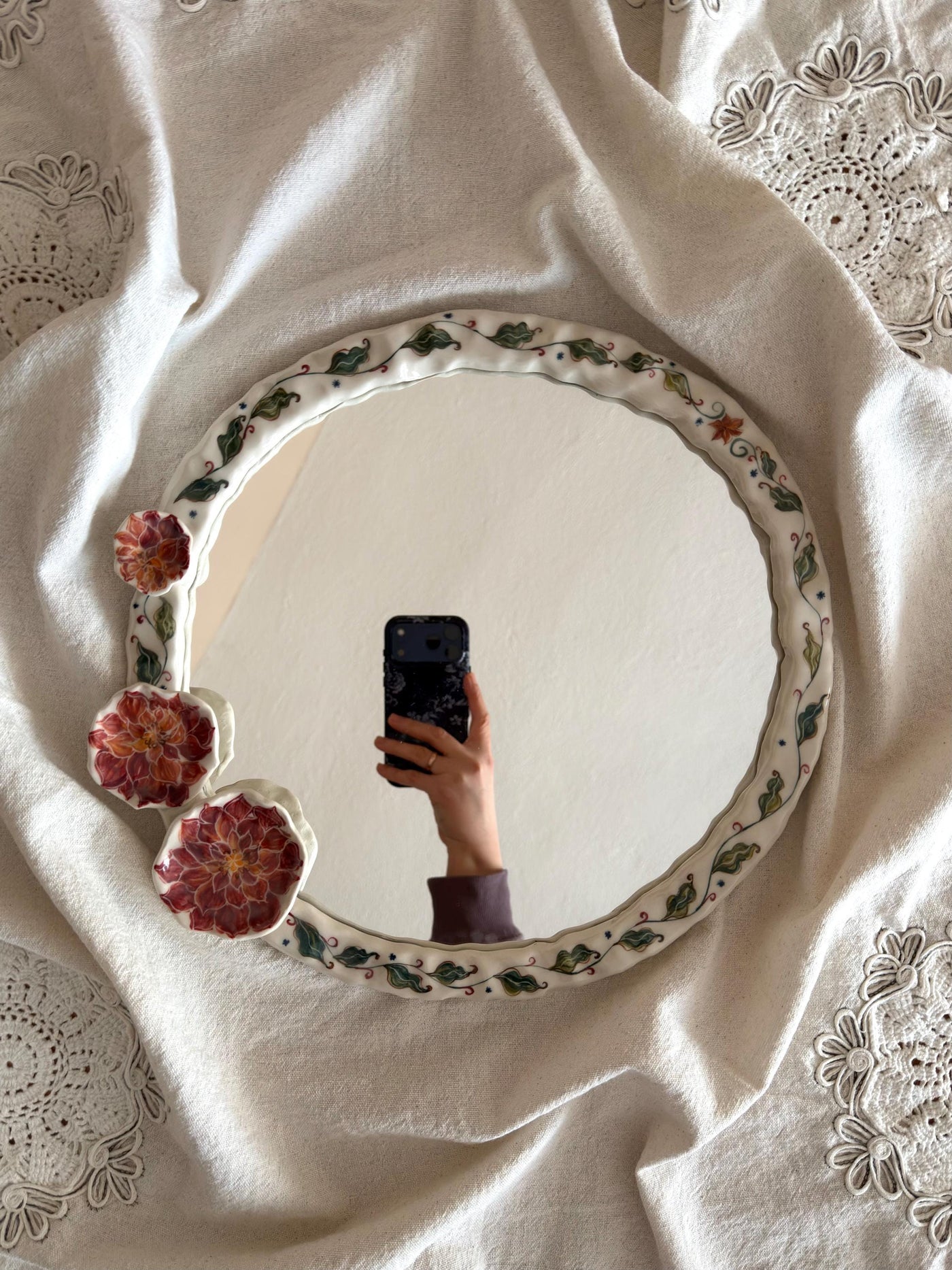 Floral Detail Frame Mirror