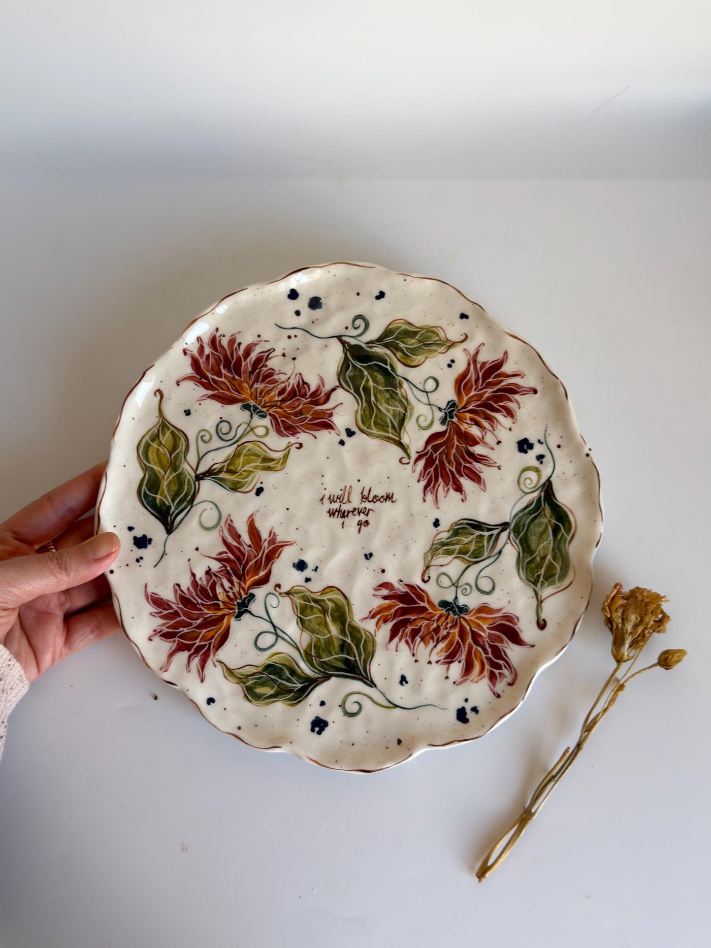 I Will Bloom Wherever I Go Dahlia Flowers Plate