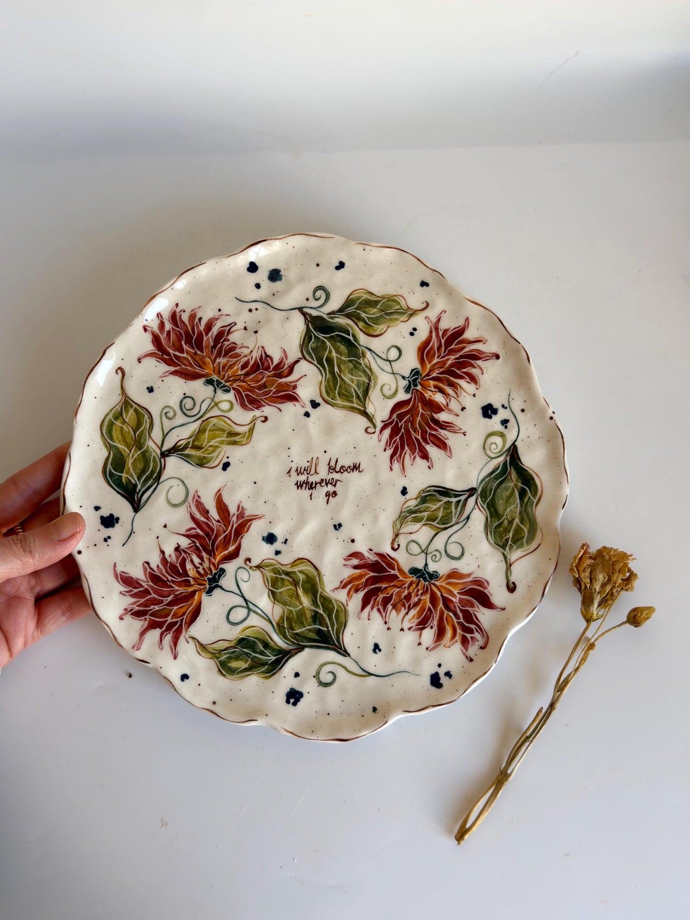 I Will Bloom Wherever I Go Dahlia Flowers Plate