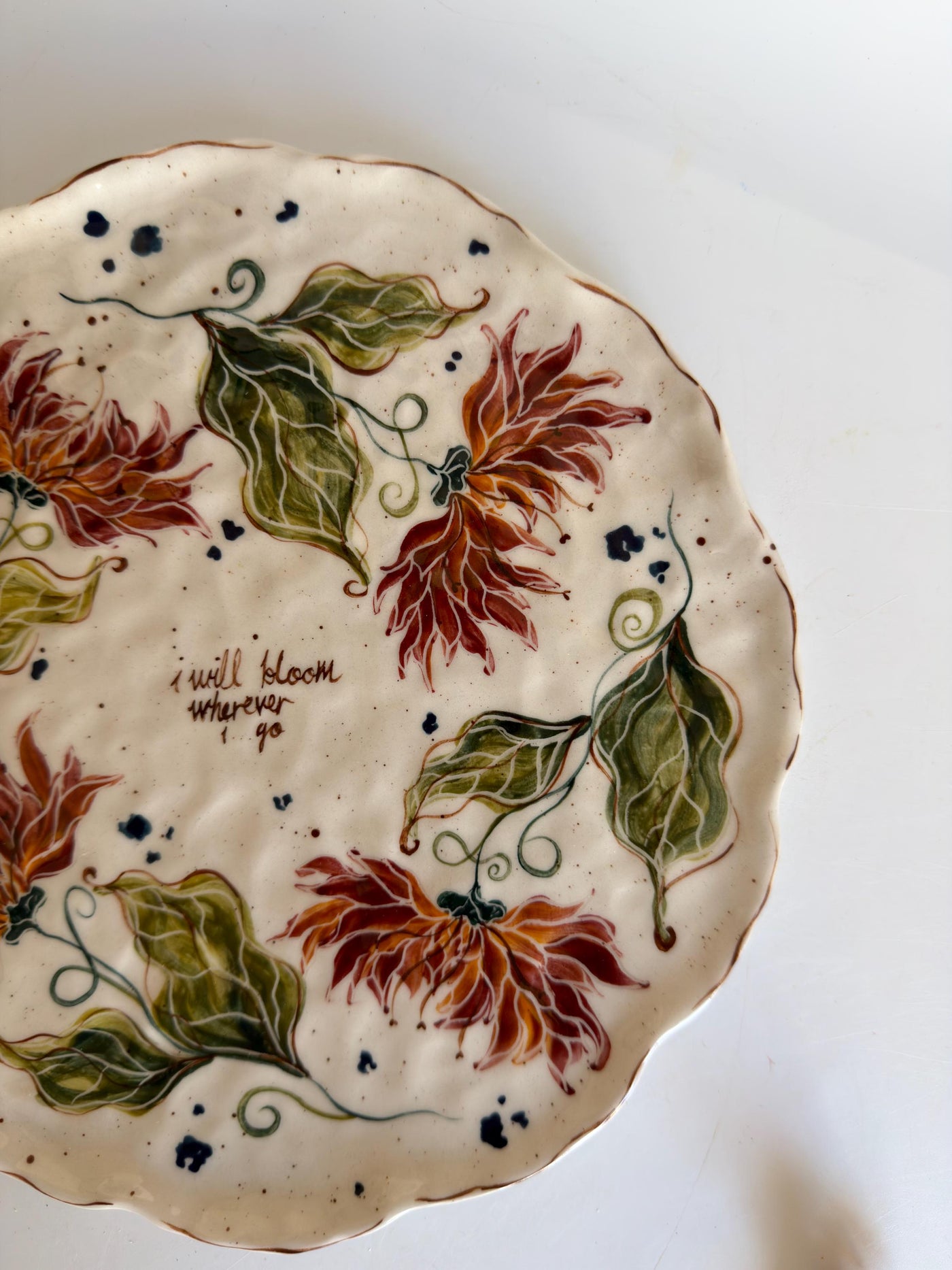 I Will Bloom Wherever I Go Dahlia Flowers Plate