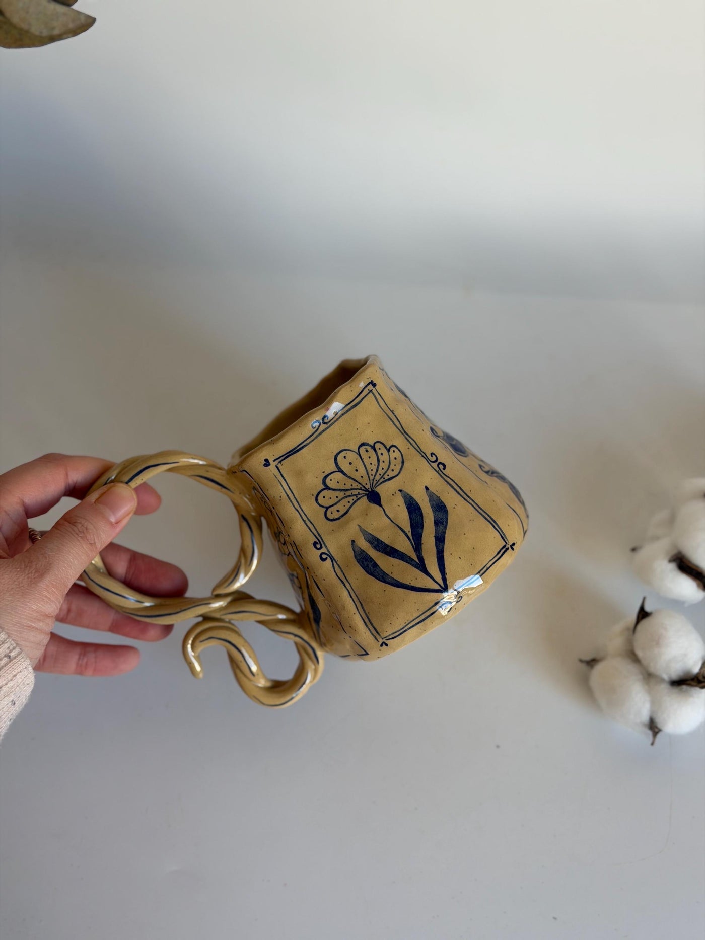Rustic Blue Floral Mug