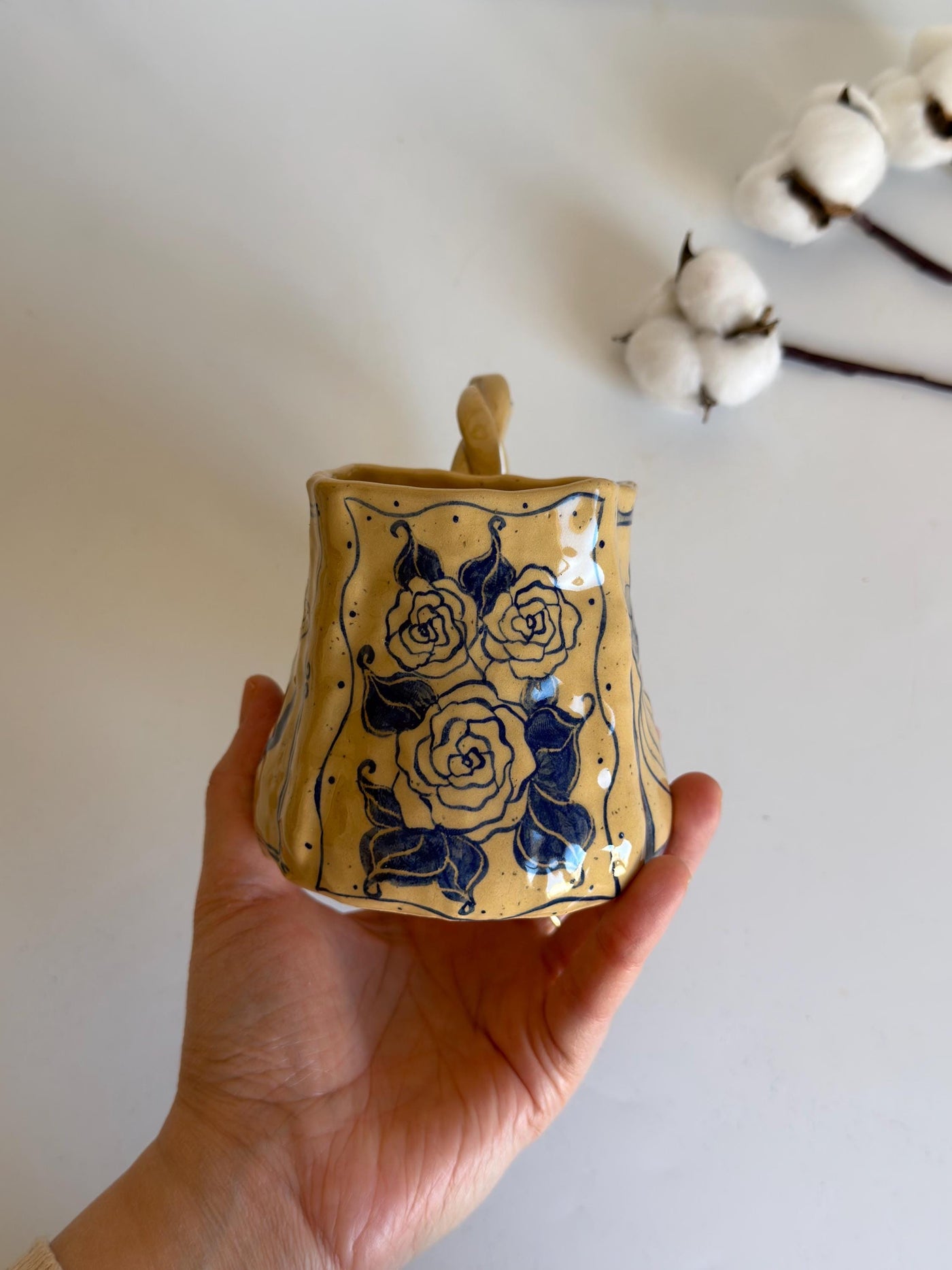 Rustic Blue Floral Mug