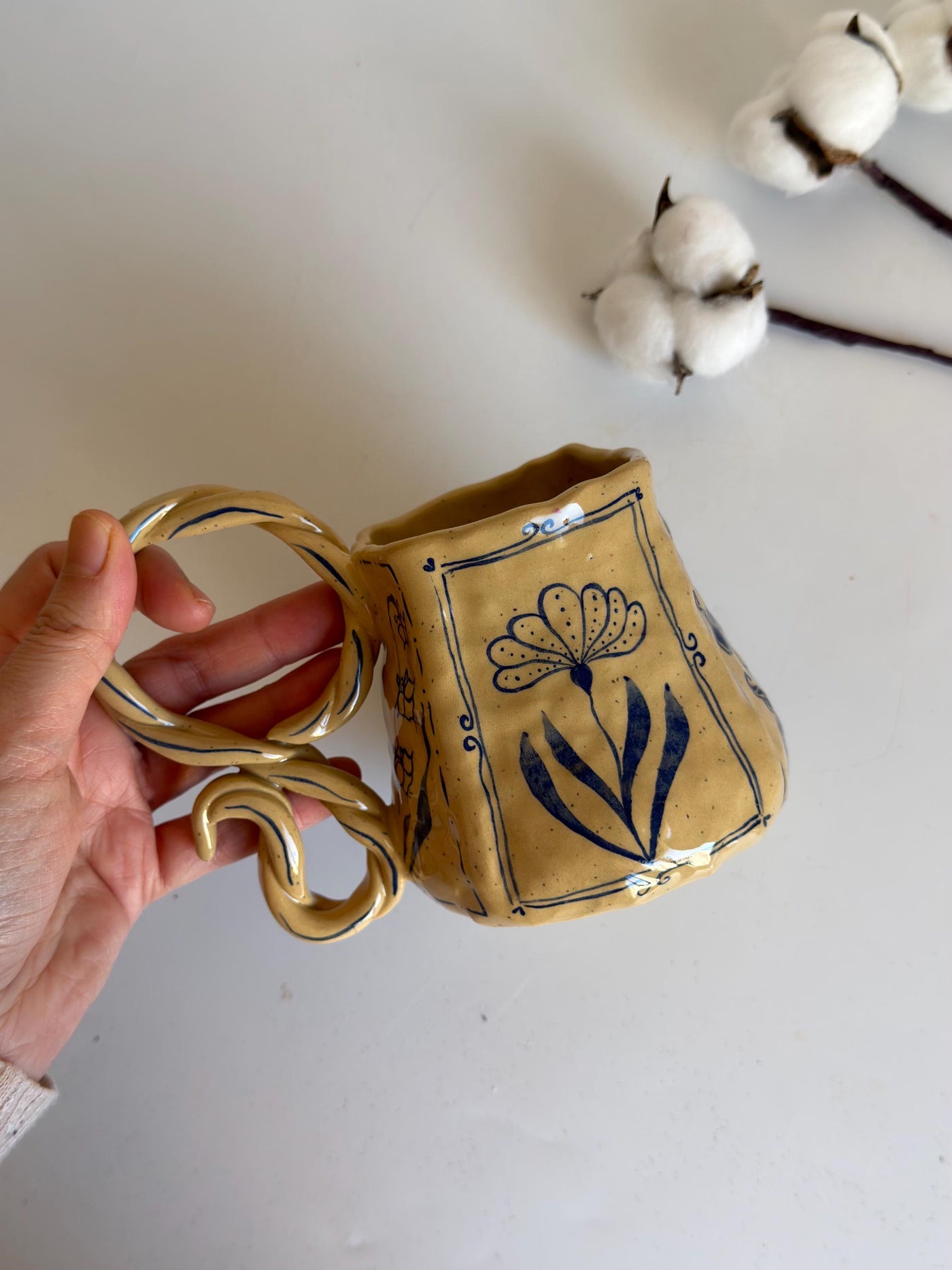 Rustic Blue Floral Mug