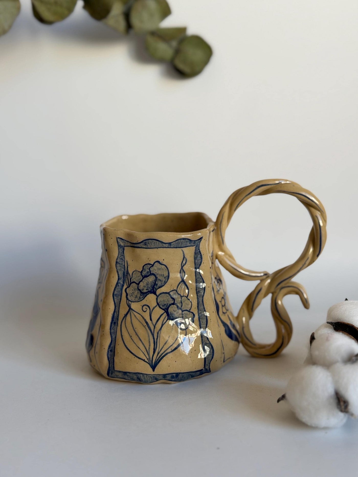 Rustic Blue Floral Mug