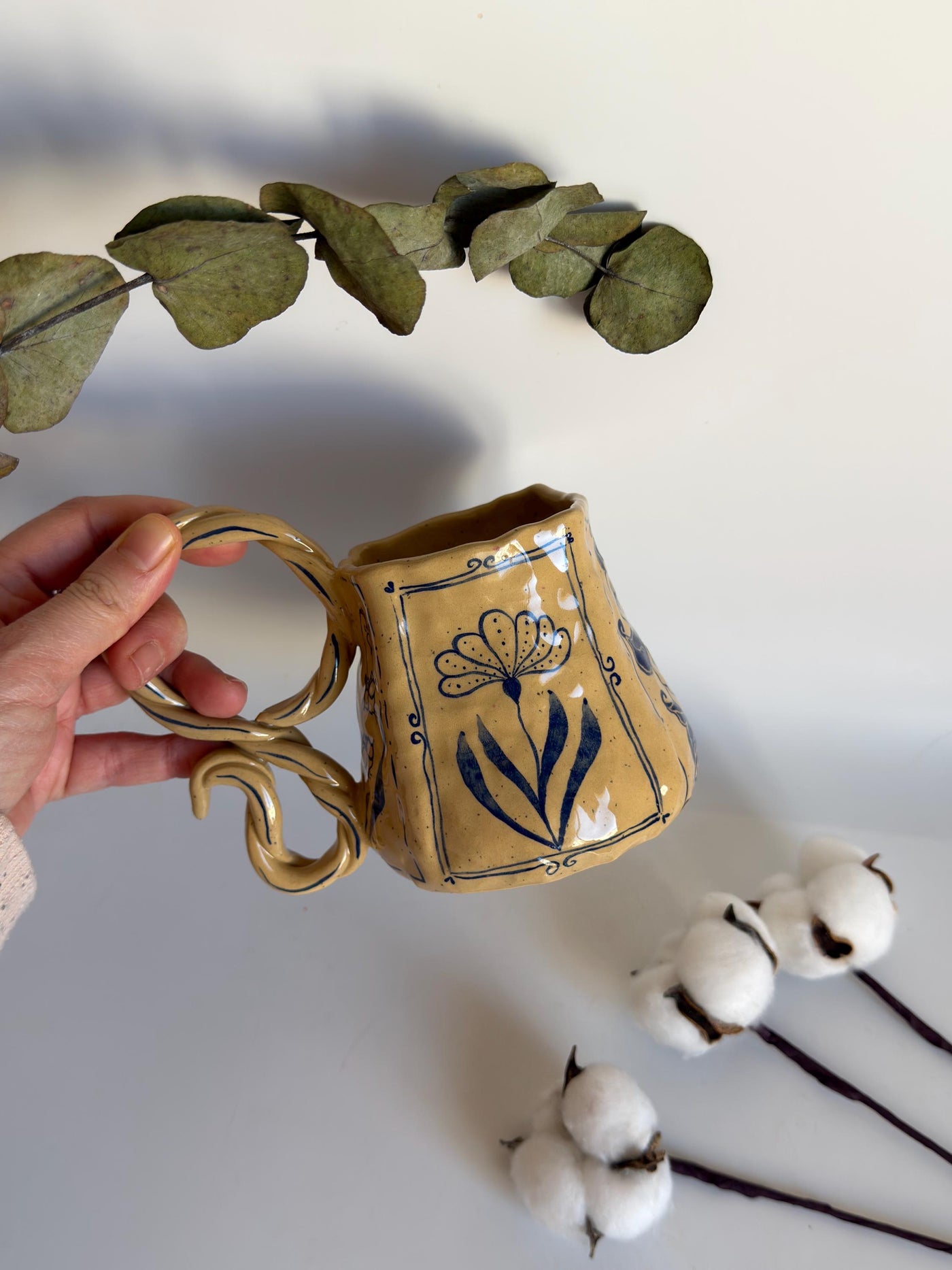 Rustic Blue Floral Mug