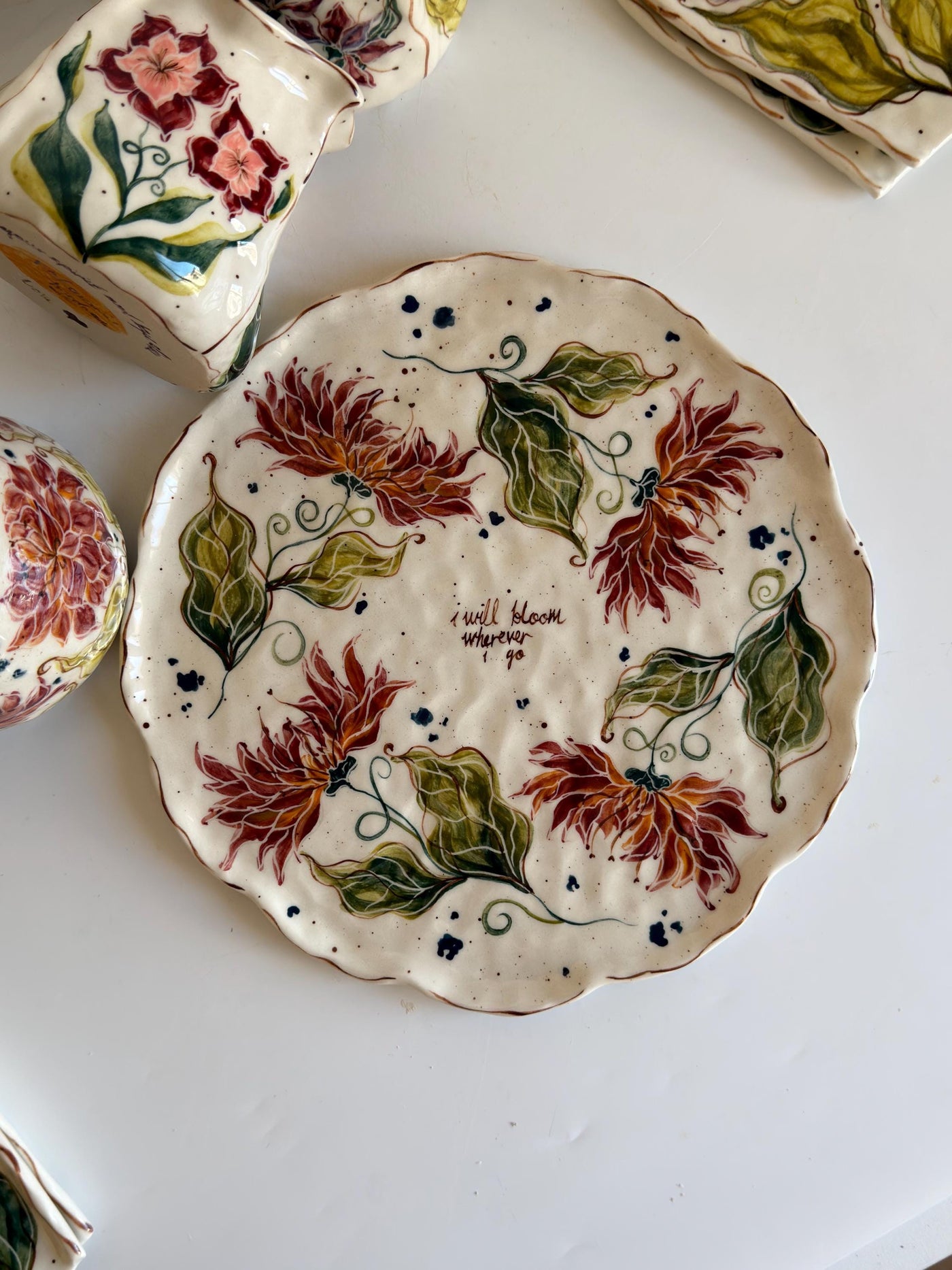 I Will Bloom Wherever I Go Dahlia Flowers Plate