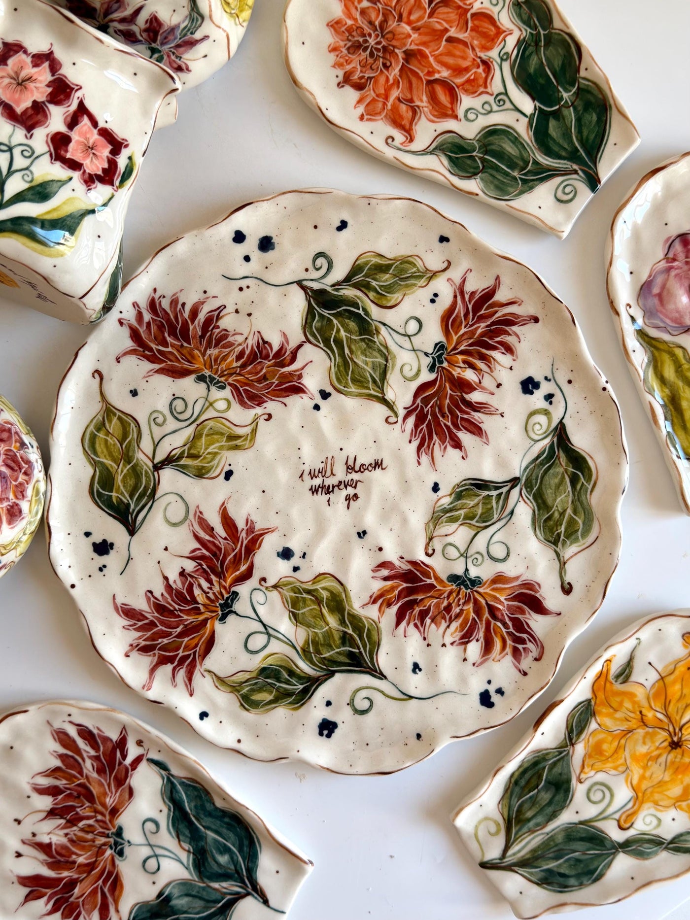 I Will Bloom Wherever I Go Dahlia Flowers Plate
