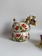 Matcha Bowl with Artistic Pink Tulips