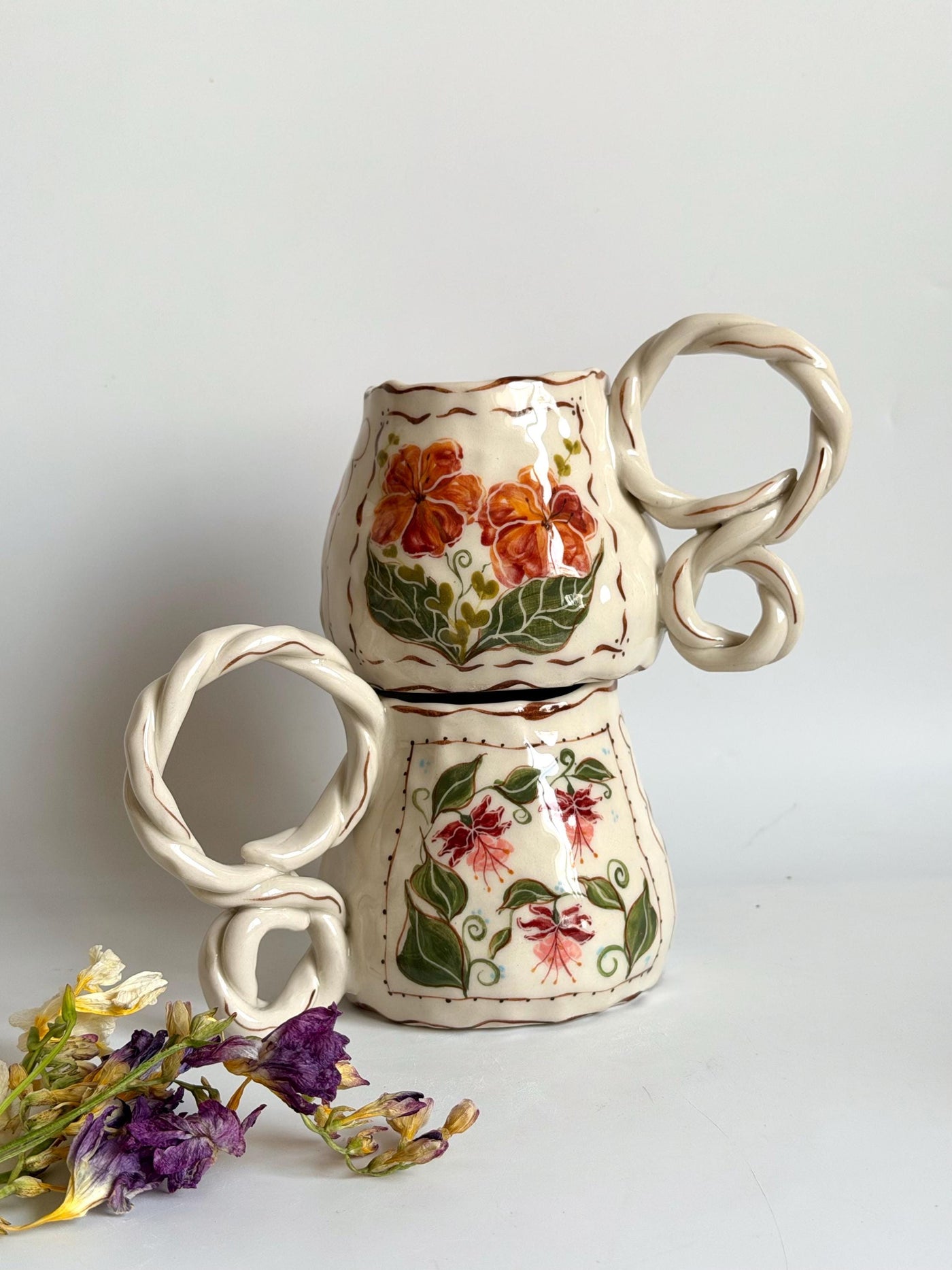 Pink, Orange Dreamy Flowers Mug