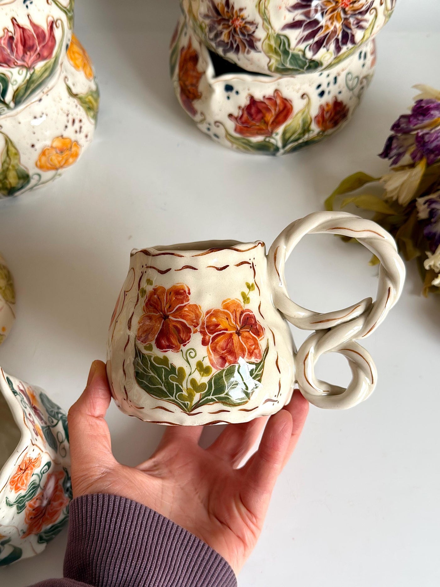 Braided Handle Unique Mug