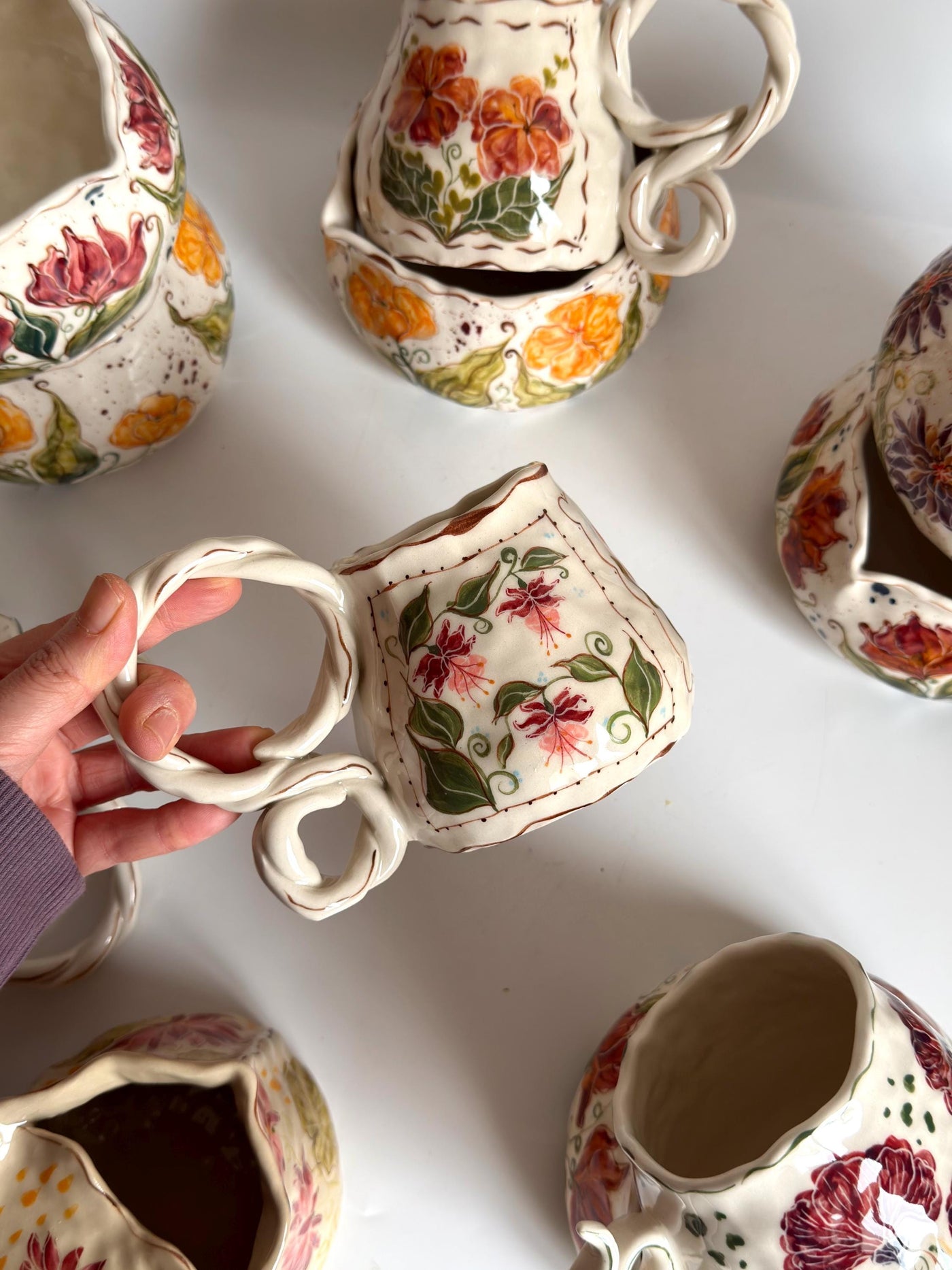 Pink, Orange Dreamy Flowers Mug