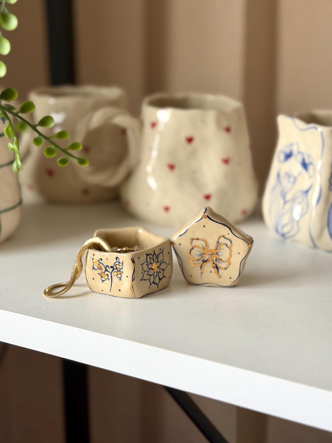 Mini Blue Floral Jewelry Box