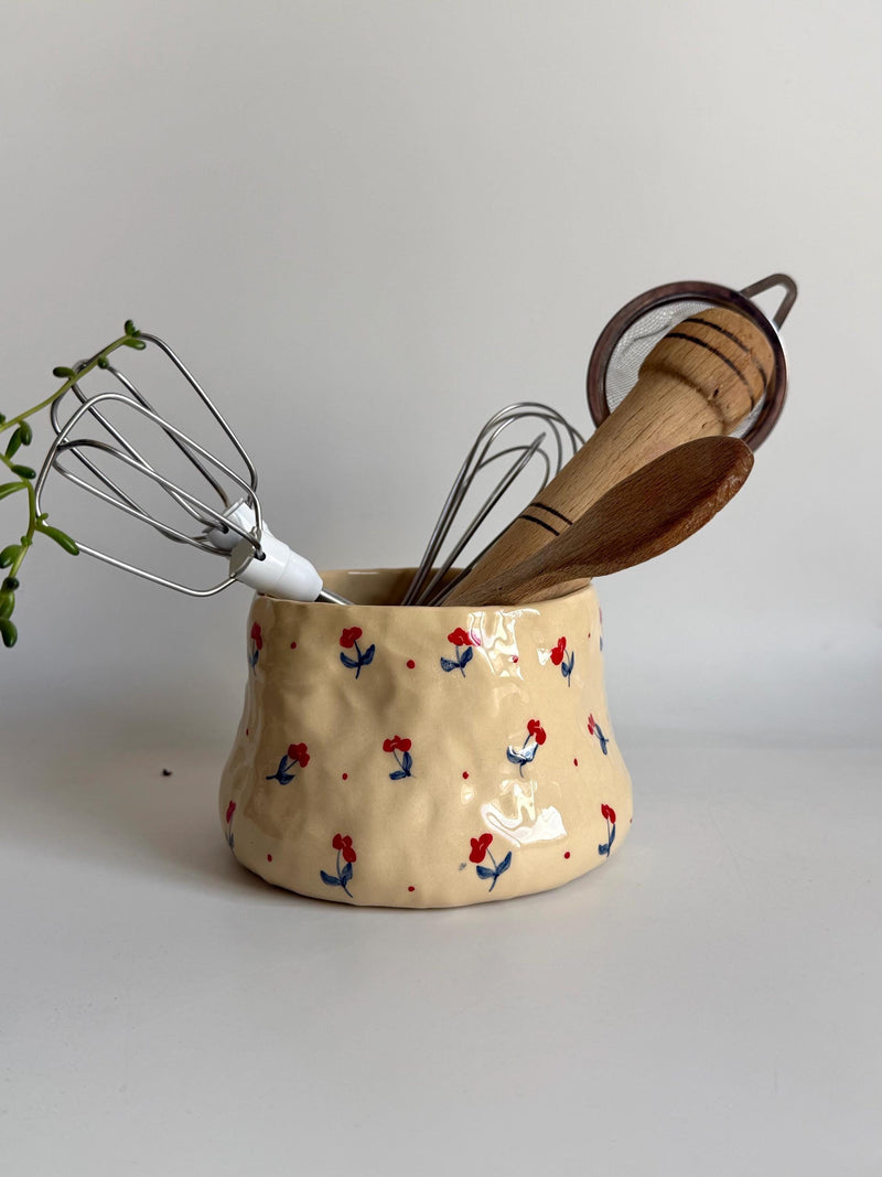 Botanical Poppy Design Utensil Holder