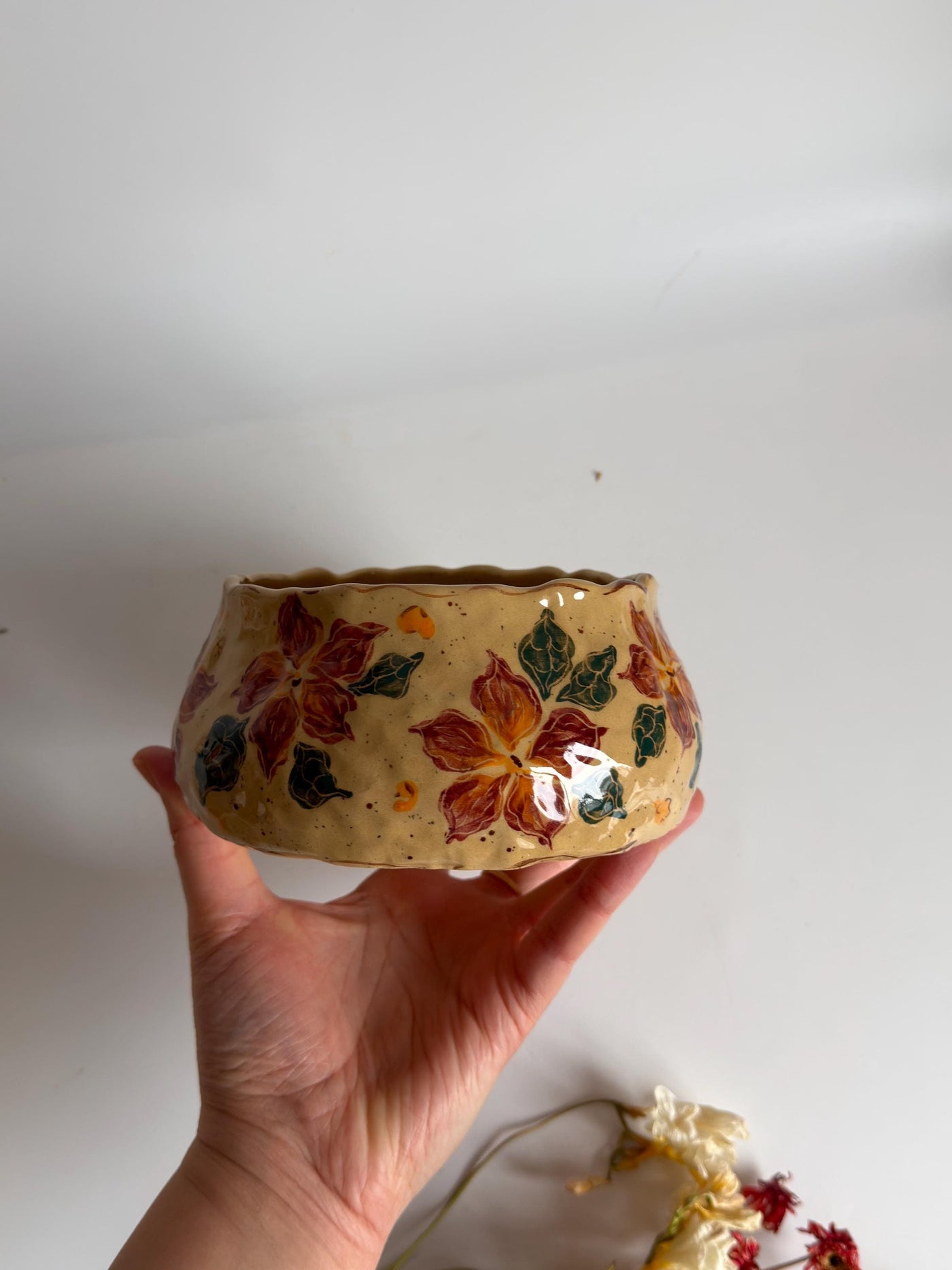 Scarlet Petal Bloom Illustrations Bowl