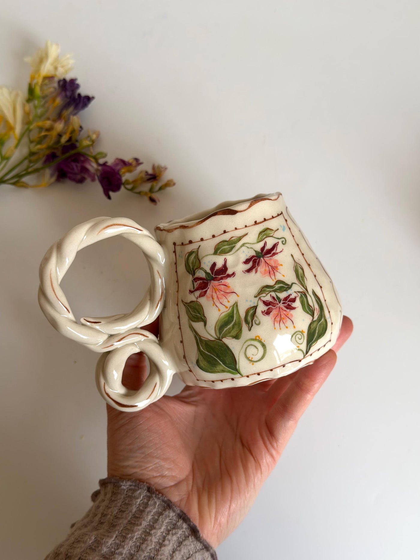 Pink, Orange Dreamy Flowers Mug