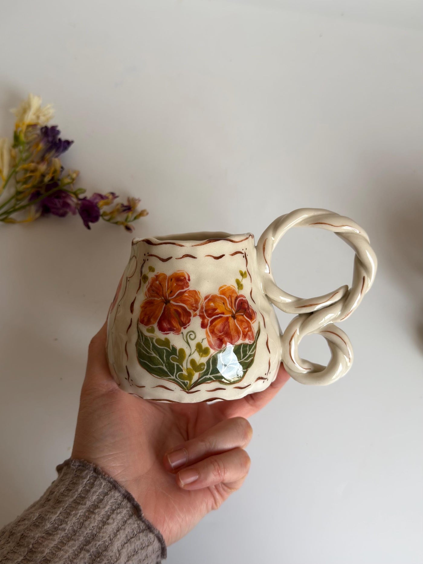 Braided Handle Unique Mug