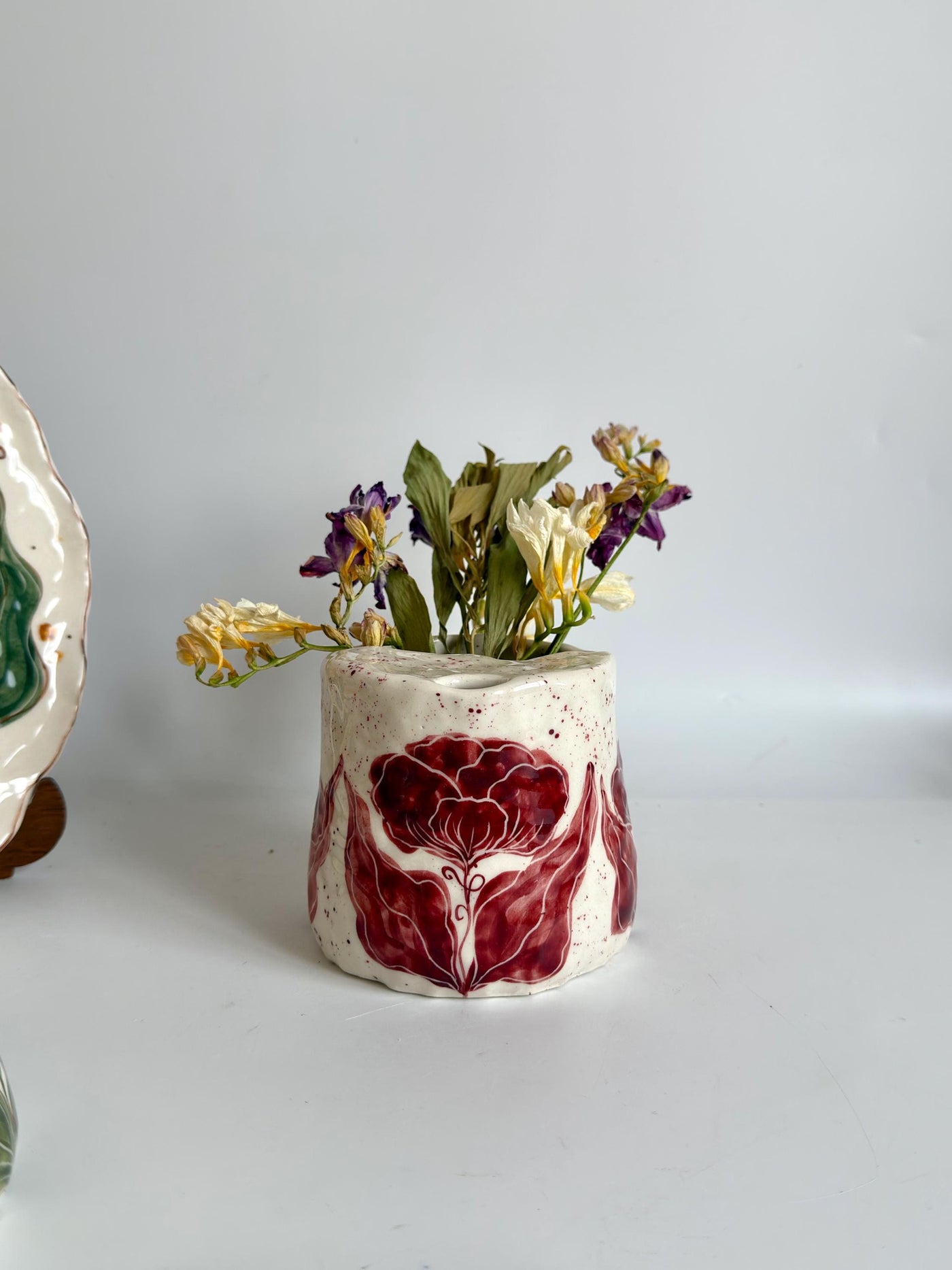 Burgundy Floral Travel Mug