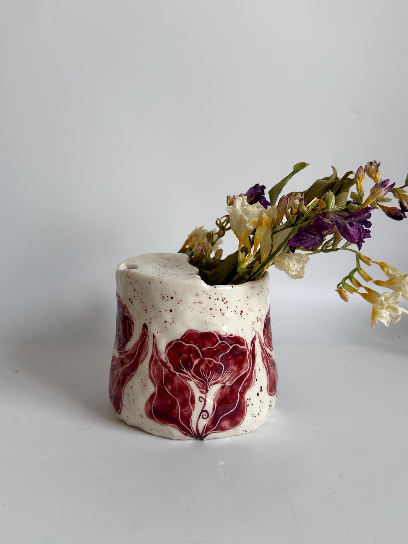 Burgundy Floral Travel Mug