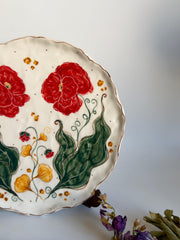 Red Poppies Flat Floral Serving