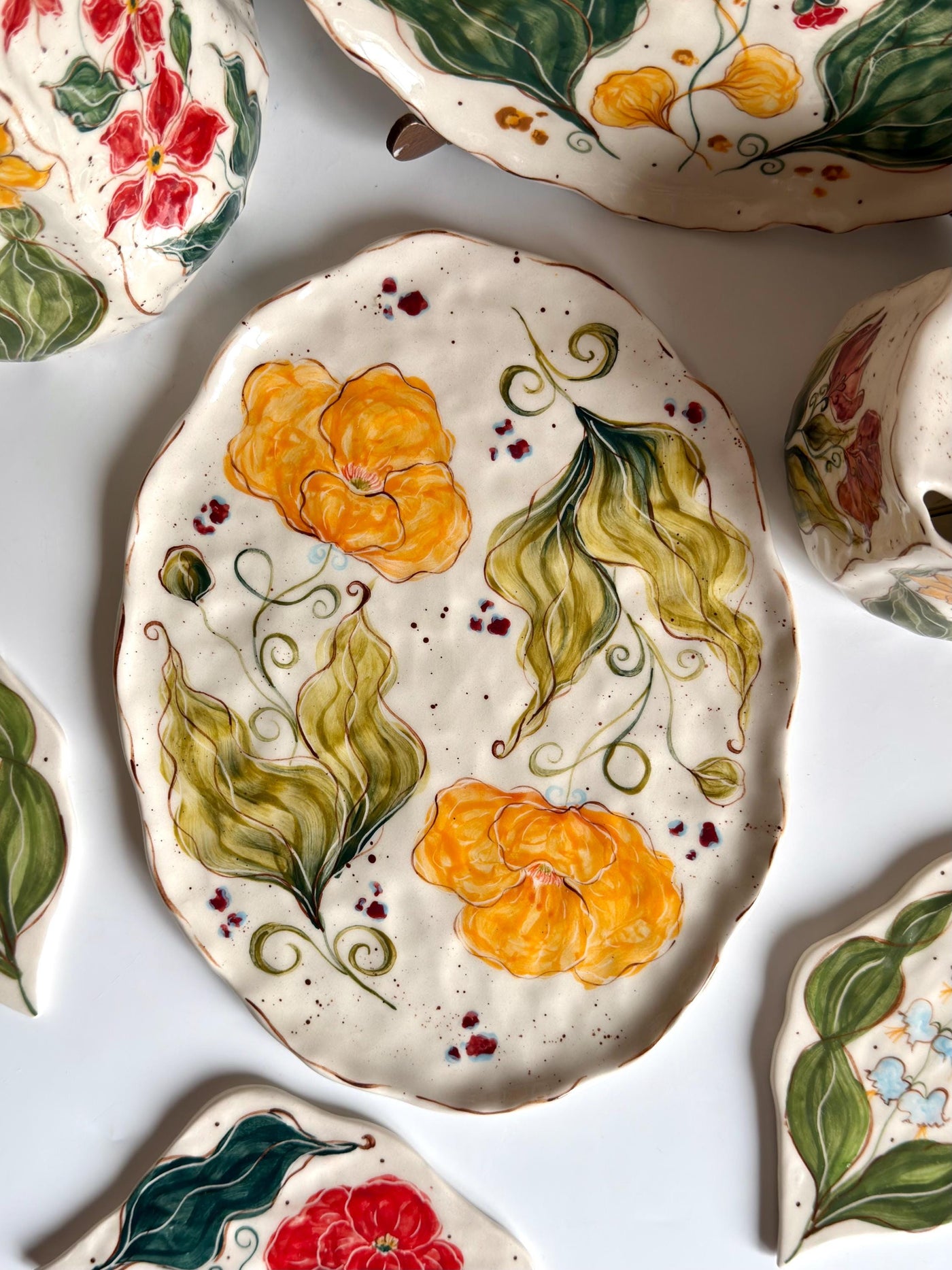 California Poppies Flat Floral Serving or Decorative Plate