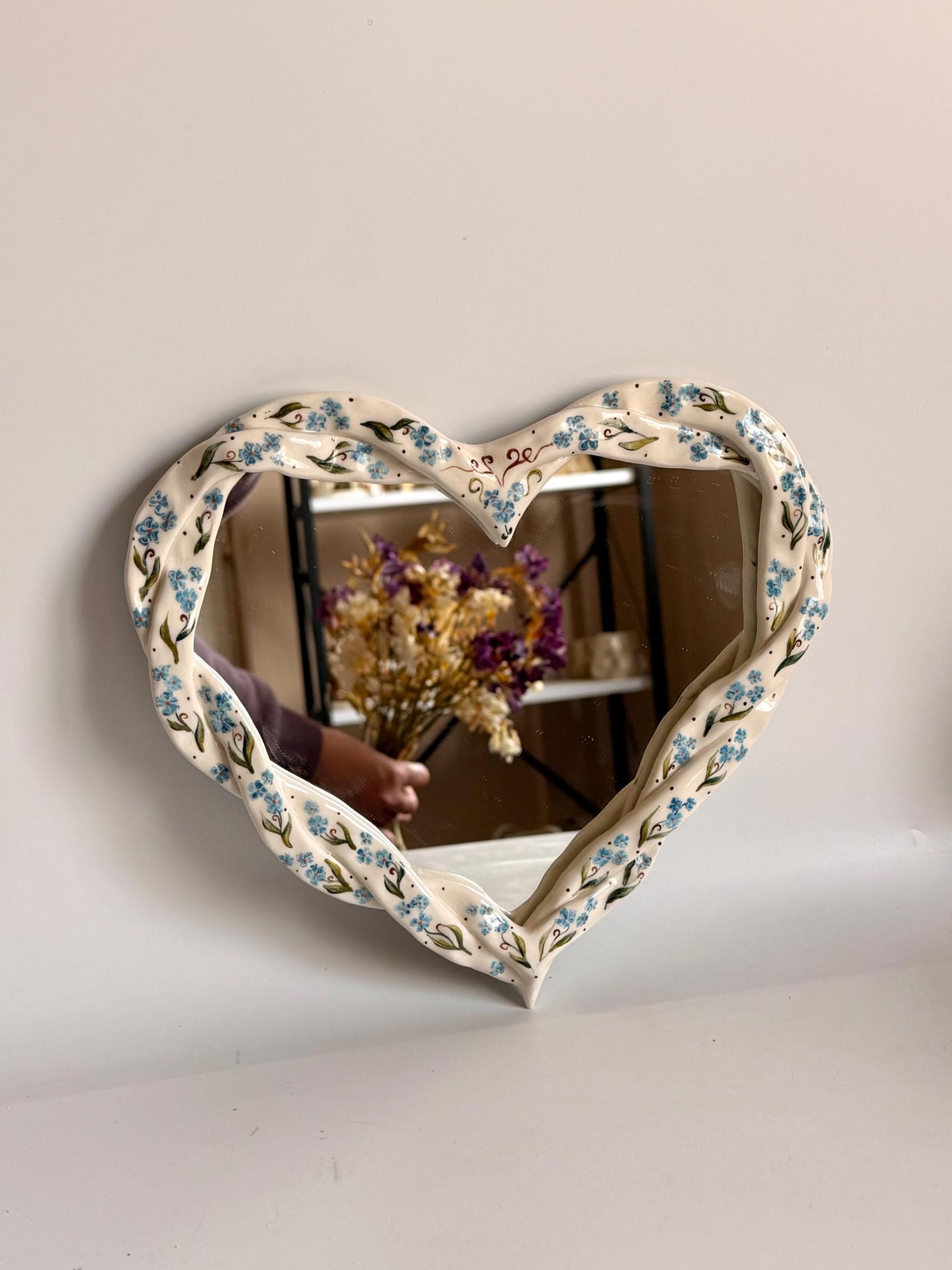 Forget Me Not Flowers Braided Frame Mirror