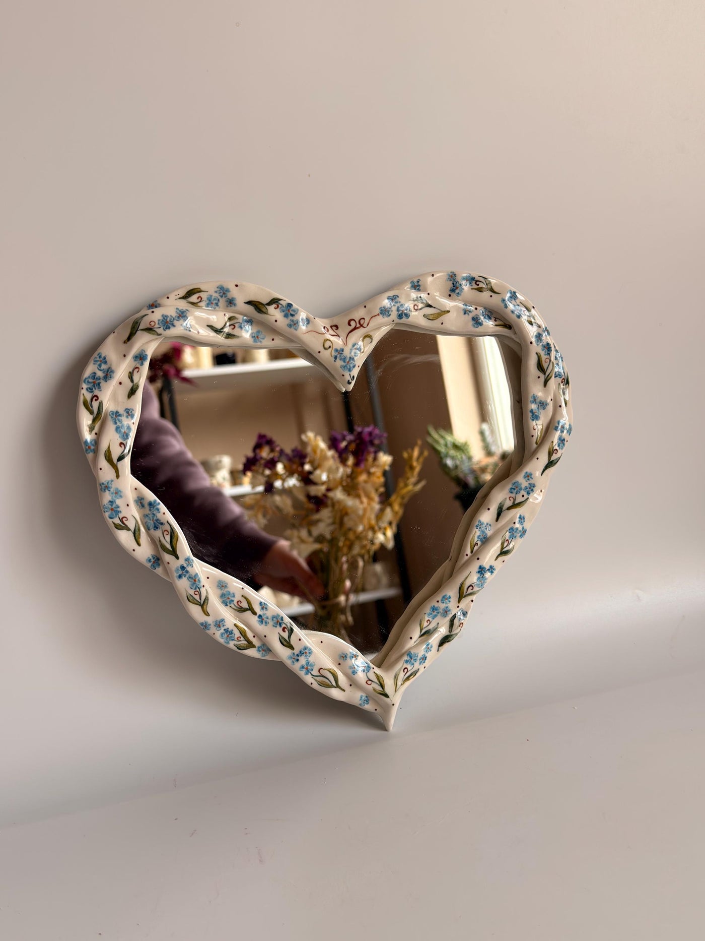 Forget Me Not Flowers Braided Frame Mirror