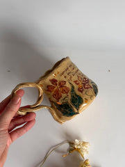 Scarlet Petal Bloom Mug with Gold Detailed