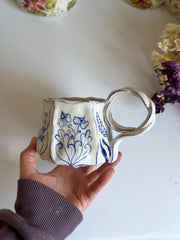 Rustic Blue Floral Hexagon Mug