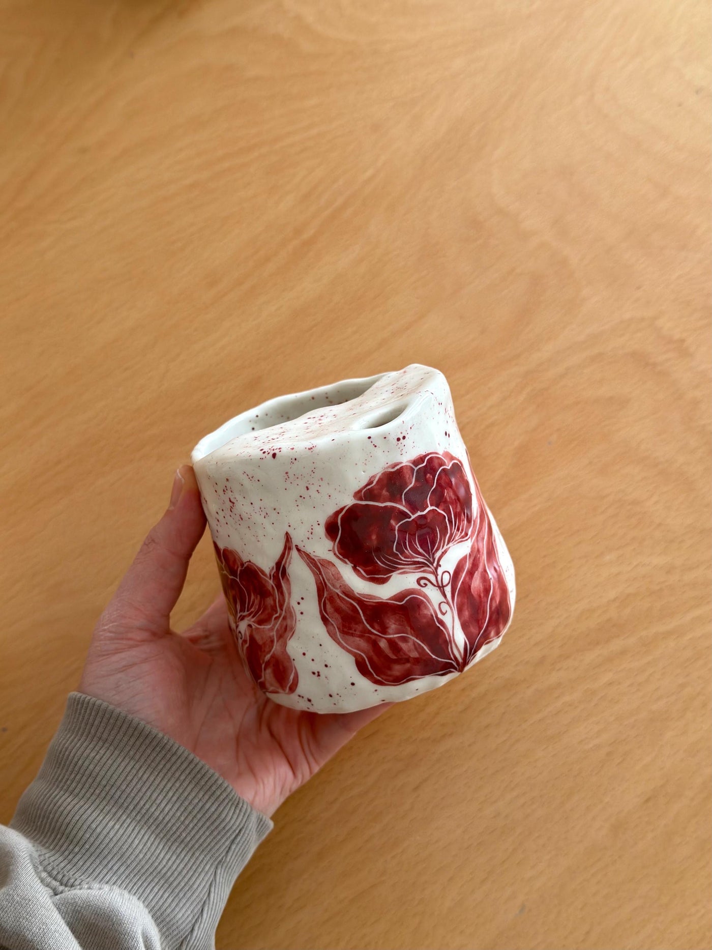 Burgundy Floral Travel Mug