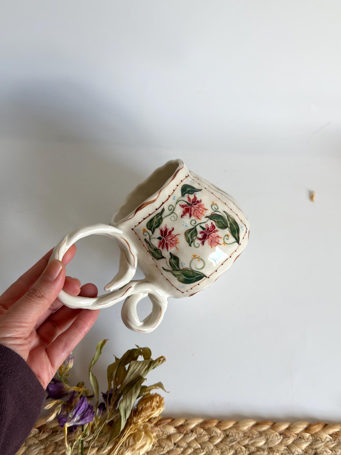 Pink, Orange Dreamy Flowers Mug