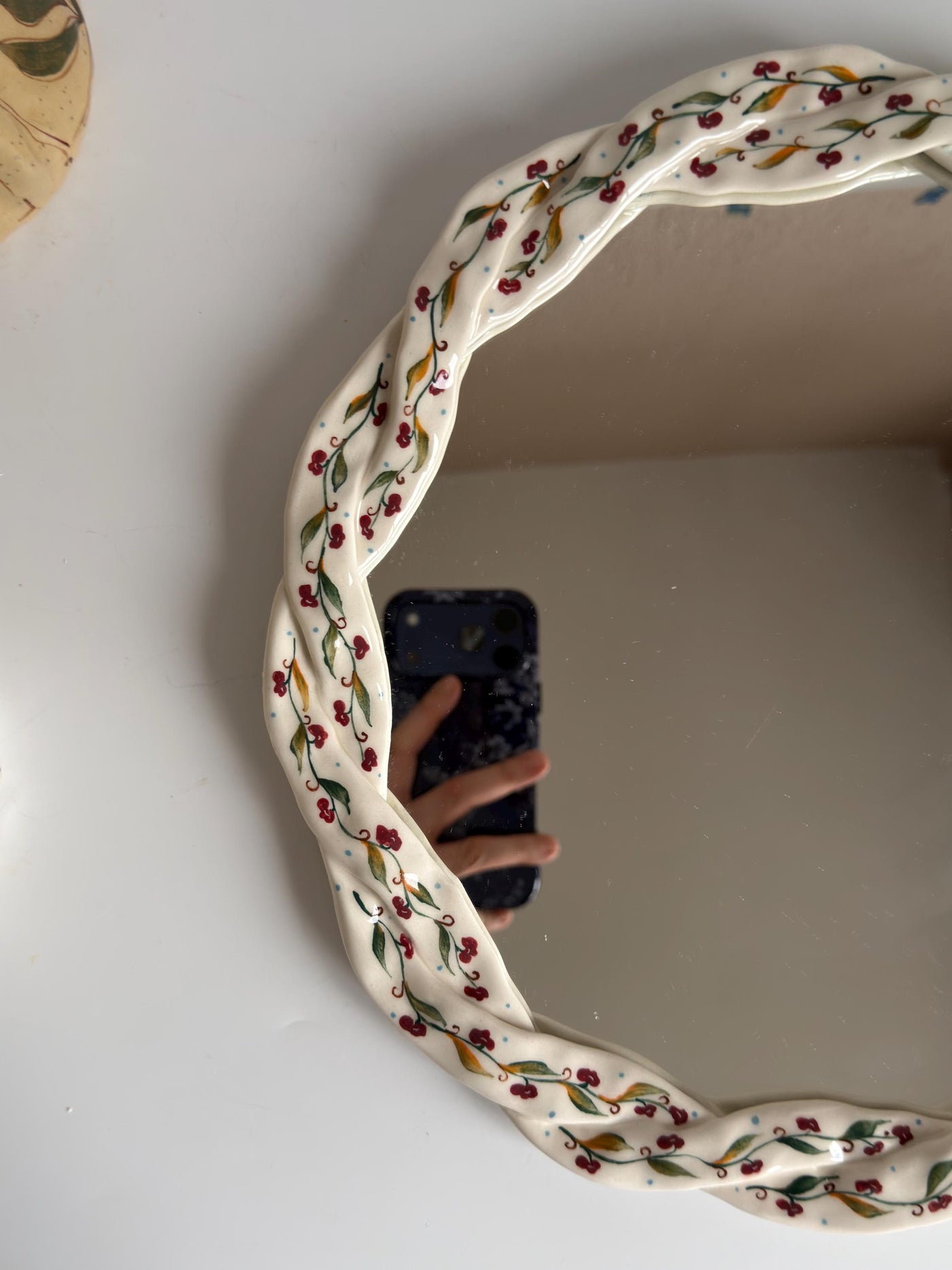 Floral Braided Frame Mirror,