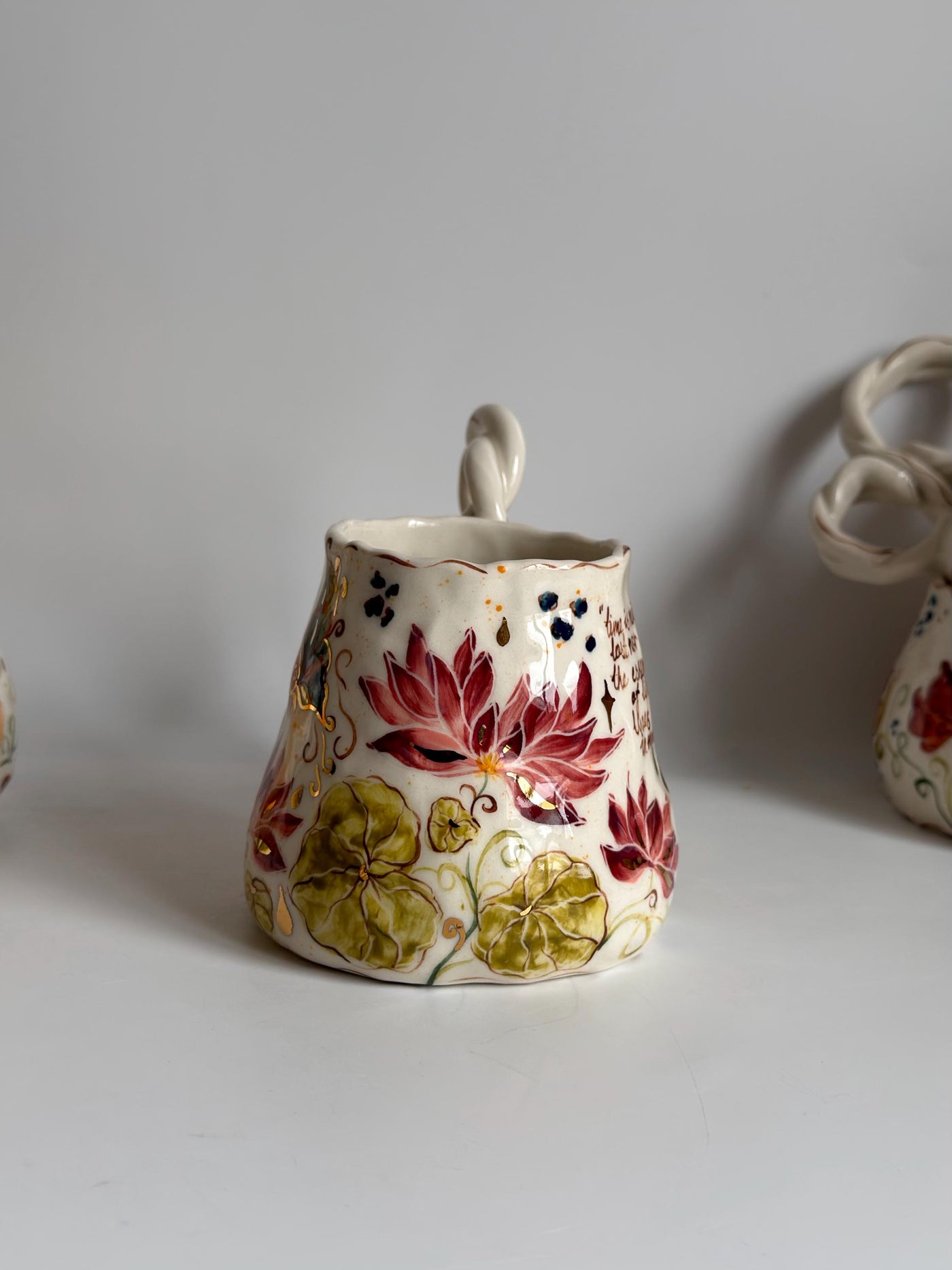 Butterfly and Dragonfly Lotus Floral Mug
