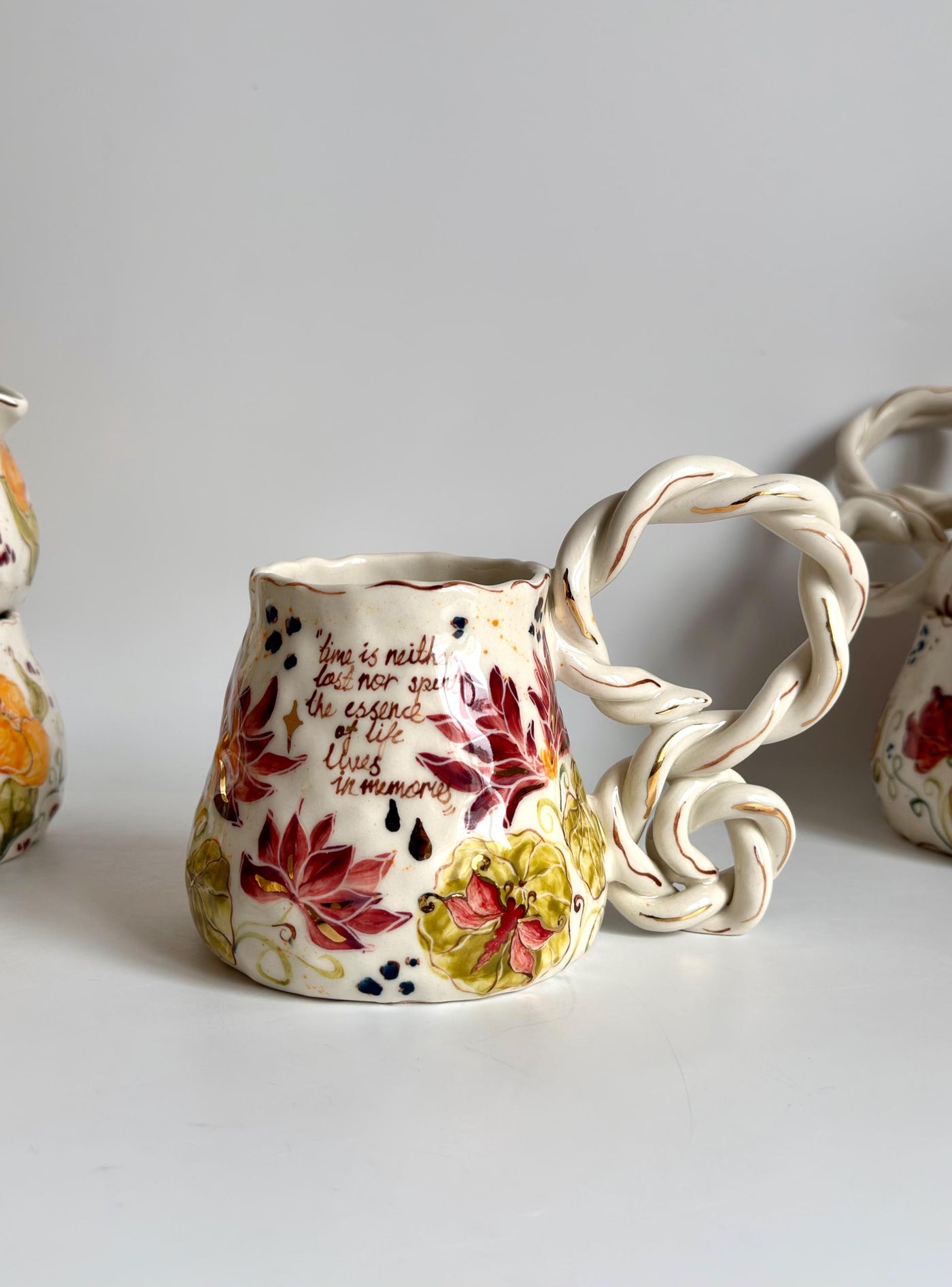 Butterfly and Dragonfly Lotus Floral Mug