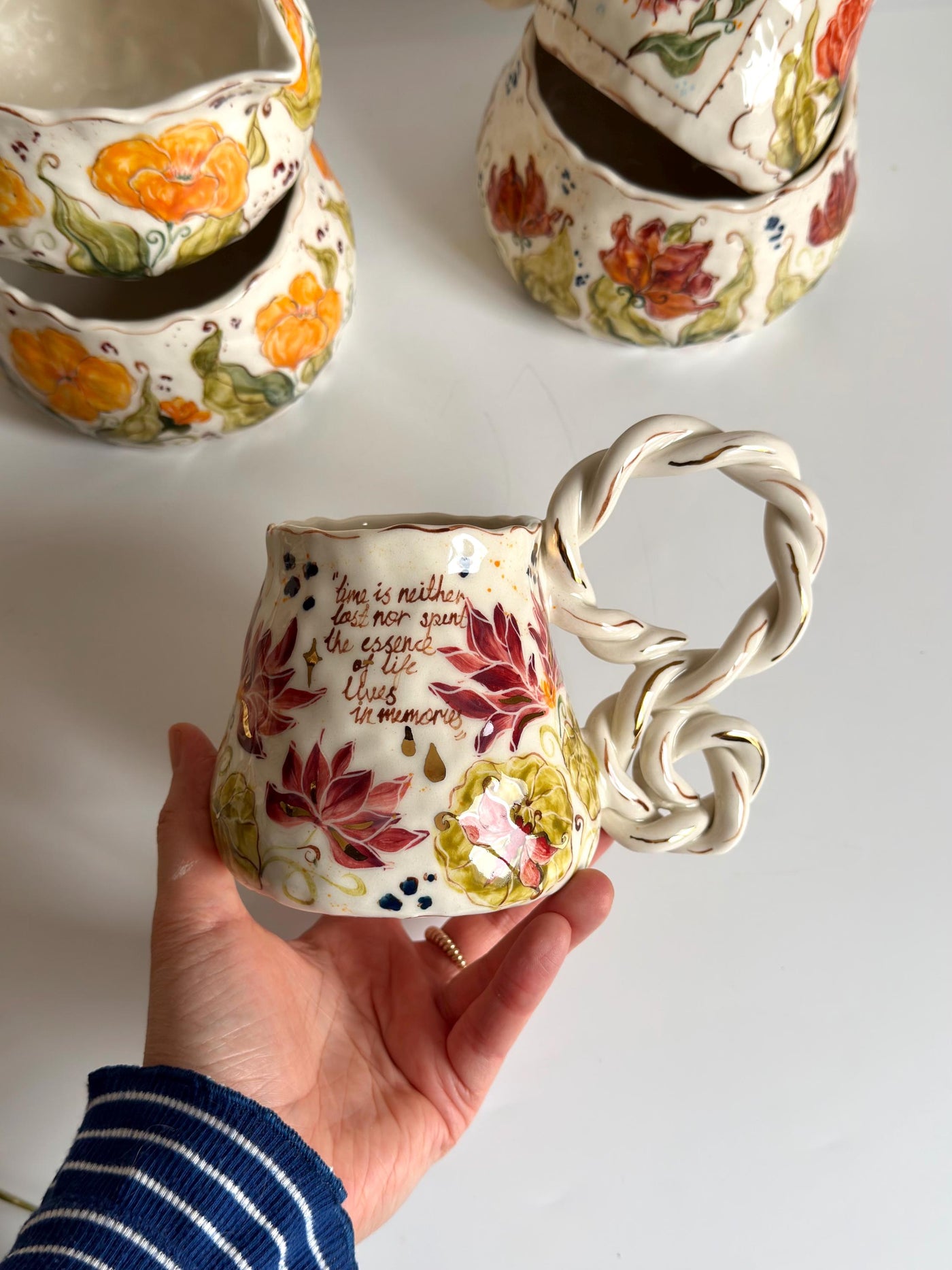Butterfly and Dragonfly Lotus Floral Mug