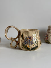 Artistic Blue Cremon Flowers Mug