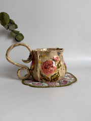 Peony Design Mug wiht 3D Dragonfly Mug