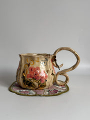 Peony Design Mug wiht 3D Dragonfly Mug