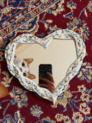 Forget Me Not Flowers Braided Frame Mirror